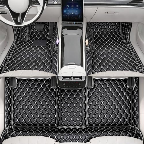 All-Weather car Floor mats, Anti-Slip Leather Floor mats Set, Suitable for 99% of Vehicle Models, Providing Comprehensive Protection for the car Carpet of Your Beloved car. (Black White) - color: Black white