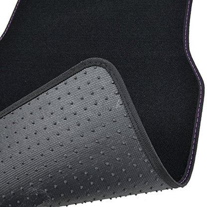 BDK Purple White Butterfly Design Carpet Car Floor Mats for Auto Van Truck SUV-4 Pieces Front & Rear Full Set with Rubber Backing-Universal Fit (MT-509-PP) - color: Purple White Butterfly