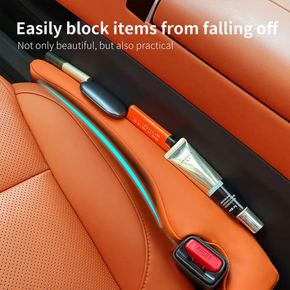 Inflatable Car Seat Gap Filler Strip - 2Pcs Leather Foldable Seat Gap Plug Blocker,Stop Dropping Items,Soft Interior Accessories for All Cars (Orange)