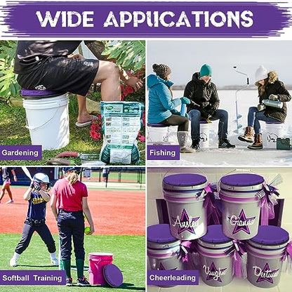 WarBull 5 Gallon Bucket Seat, 360-Degree Swivel Seat Foam Cushion Bucket Seat Lid with Waterproof Cover for Dove Duck Hunting, Fishing, Baseball, Gardening and Camping - color: Purple