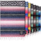 Hydration Nation Authentic Large Handwoven Mexican Blanket - Soft Yoga- Durable Serape- Lightweight Falsa, Beach, Camping, Picnic, Outdoor Blanket 70"x50" - Rose Pastel - color: Rose Pastel