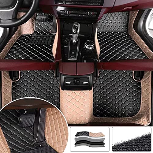 Custom All-Weather Protection Luxury Leather Floor Mats for Cars SUVs Trucks According Anti-Slip Leather Floor mats ﻿ (23,Beige and Black Beige) - color: 23,Beige and Black Beige