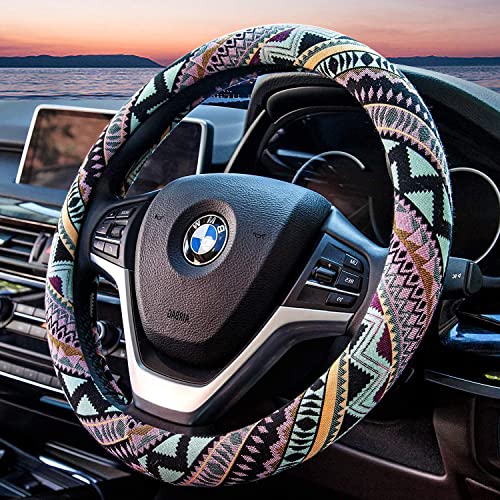Cloth Steering Wheel Covers for Women Bohemian Universal 15 inch Baja Blanket Enthic Maya
