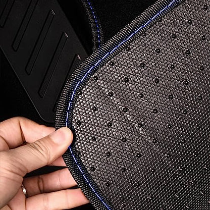 CAR PASS Rainbow Waterproof Universal Fit Faux Leather Car Carpet- Anti-Slip Nibbed Backing Floor Mats for SUV, Vans, Sedans, Trucks, Automotive Set of 4pcs (Black with Blue) - color: Blue