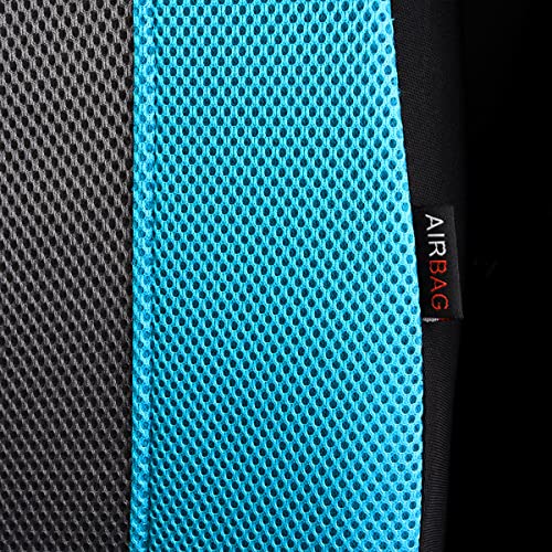 Flying Banner car seat Covers Full Set All Air Mesh Breathable Man Lady Airbag Compatible Rear Bench Split 40/60 50/50 60/40 Truck Pick Up (Full Set - Low Back, Black Gray Mint Blue) - color: Black Gray Mint Blue