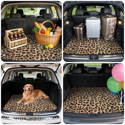 Car Trunk Mat - Universal Size 29" x 39", Leopard Print Pattern Cargo Liner, Car Accessory for SUVs/Sedan/Wagons, Durable Protective Mat, Trunk Liner for Families/Travel Enthusiasts - style: Leopard Print-3