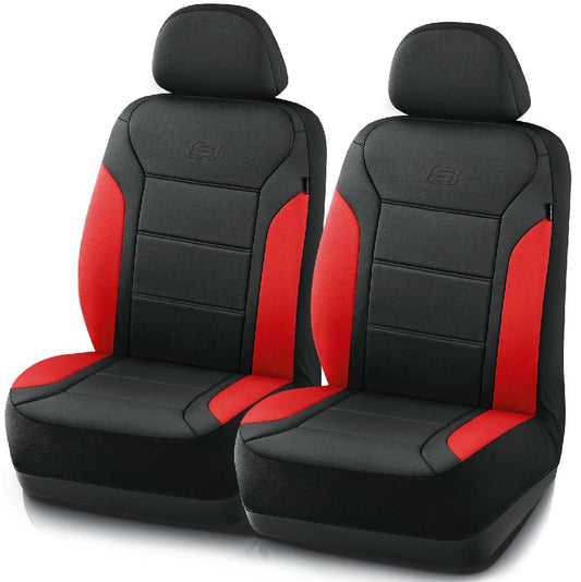 Skechers Memory Foam Car Seat Covers, Lycra Fabric Seat Covers, Car Seat Covers Front Seats Airbag Compatible,Automotive seat Covers for Most Cars,Trucks, SUV(Red) - color: Black&Red, size: Two Front