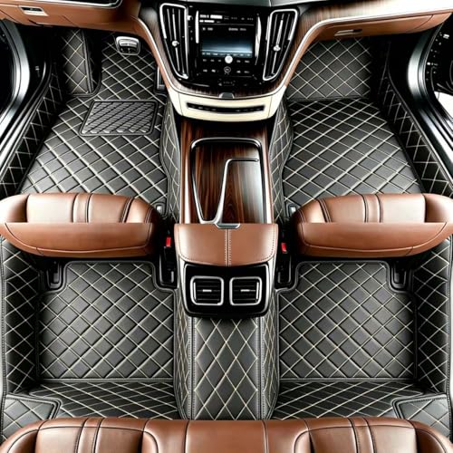 Customize Personalized Floor Mats for Cars, Full Coverage Luxury Car Mats, Anti-Slip Car Mat Set, Custom Floor Mat Suitable 99% of Sedan Trucks SUV auto (Black Beige) - color: Black beige