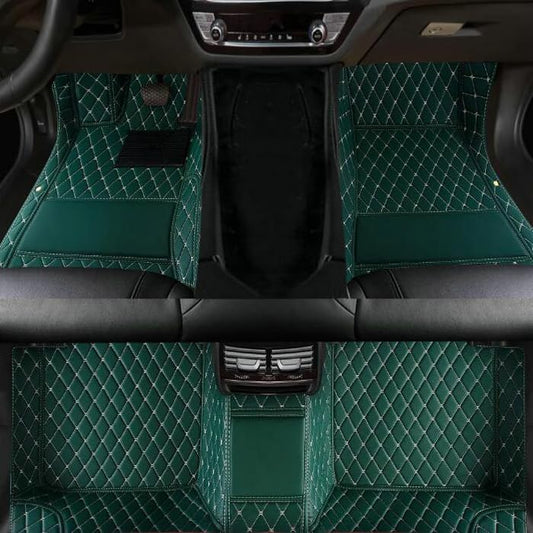 TAHALICustom Colors Car Floor Mats Black Pink for 99.9% Sedan SUV Sports， All-Weather Liners Car Floor mat，Luxury Leather Automotive Floor Mats (Green-,3D Floor Mats) - color: Green-