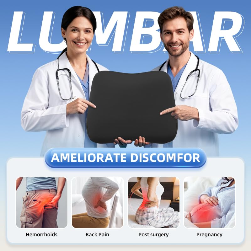 Lumbar Support Pillow for Office Chair, Memory Foam Lumbar Pillow for Lower Back Pain Relief (xiaoyaokaoblack) - color: Xiaoyaokaoblack
