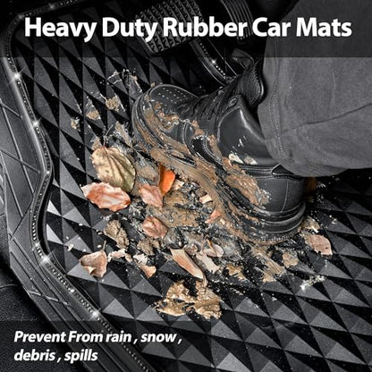 CAR PASS Bling Diamond Rubber Car Mats, Heavy Duty Deep Dish All-Weather Floor Mat Full Set Anti-Slip 3D Rhombus Waterproof Trim to Fit Liner Universal Glitter Sparkly Shining Rhinestone, 3 Pcs Black - color: Black Diamond