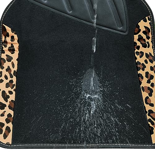 CAR PASS Waterproof Universal Fit Car Floor Mats, Leopard Print Car Mats Fit for SUV,Vans,sedans, Trucks,Set of 4pcs Car Carpet with Driver Heel Pad and Nibs Backing,for Cute Women Girl Brown Leopard - color: Leopard Print