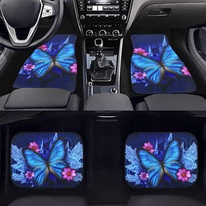 Premium 4-Piece Car Floor Mats,Black Carpet with Big Butterfly Print & Vinyl Heel Pad – Universal Fit for Sedan, SUV & Van, Truck,Heavy Duty Auto Accessories Interior - style: Butterfly style 3
