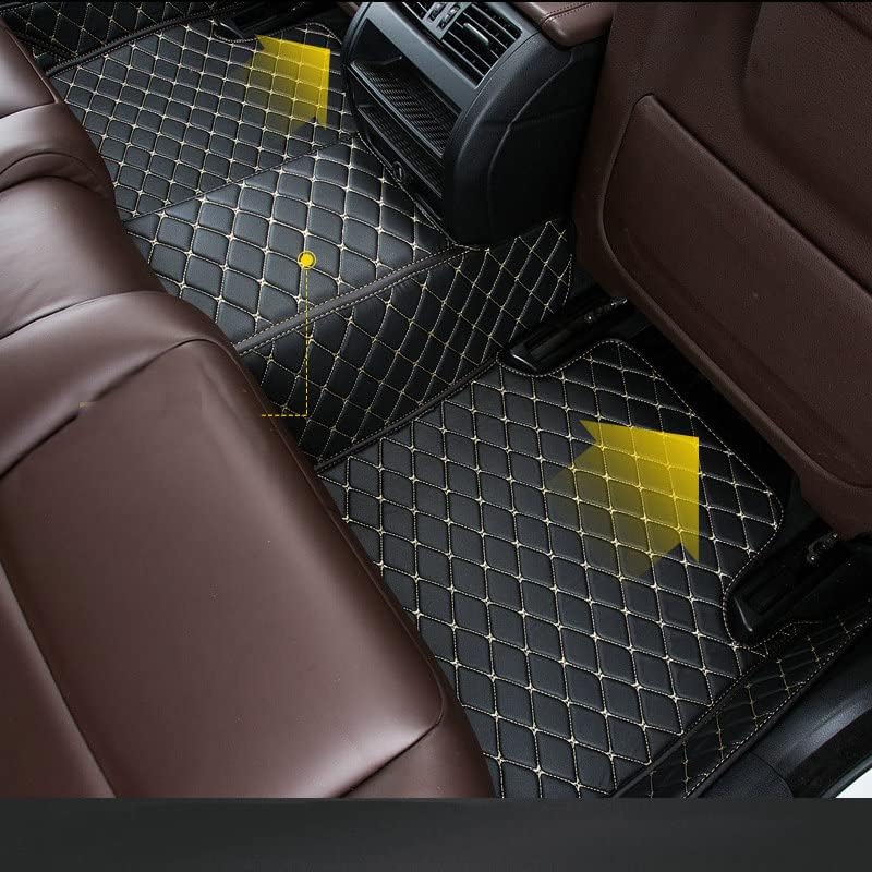 All-Weather car Floor Mats-Suitable for 98% of car Models Watherproof Leather car Floor mat (Beige and Black Beige) - color: Beige and black beige