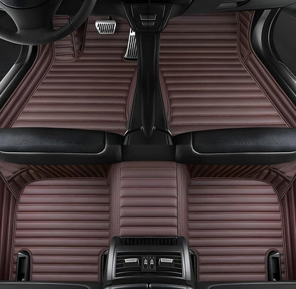 Customize Car Floor Mats for 99% Sedan SUV Sports Car All Weather Leather Full Coverage Waterproof Non-Slip Vehicle Lining Pads (Brown Stripe) - color: Brown stripe