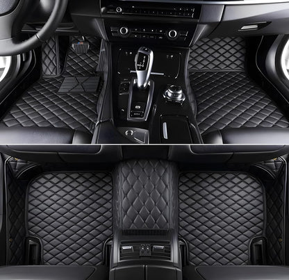 Customize Car Floor Mats for 99% Sedan SUV Sports Car All Weather Leather Full Coverage Waterproof Non-Slip Vehicle Lining Pads (All Black) - color: all black