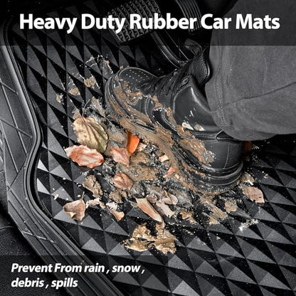CAR PASS 3 Row Heavy Duty Rubber Car Mats, Deep-Dish All-Weather for 7 Seats 8 Seater 2nd & 3rd Floor Mats Waterproof Universal Trim Fit Liner Van,SUV,7 Passengers Vehicle,Automotive 3D Rhombus Black - color: black 3 row