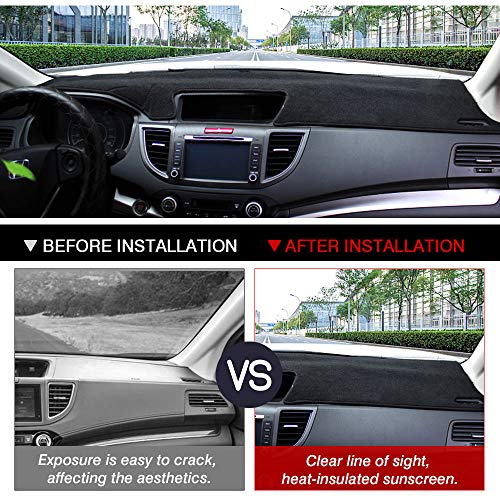 CARTIST Flannel Dashboard Cover for Honda CR-V 2012-2016 CRV Dash Cover Nonslip Dashboard Mat Protector Sunshade No Glare
