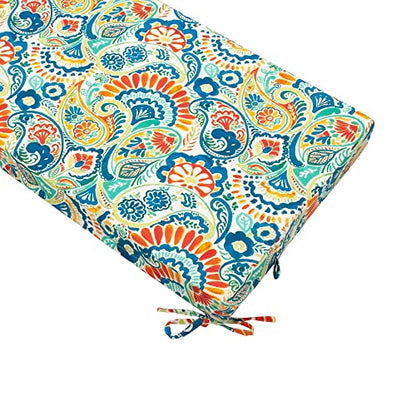 Magpie Fabrics Patio Bench Loveseat Cushion Covers (Replacement Cover only, No Insert!), Waterproof Fade Resistant Swing Cushion Slipcover with Ties(42x18x3 Inch, Paisley Multi) - color: A Paisley Multi, size: 42x18x3 Inch (1 Count)