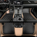 All-Weather car Floor Mats-Suitable for 98% of car Models Watherproof Leather car Floor mat (Beige and Black Beige) - color: Beige and black beige