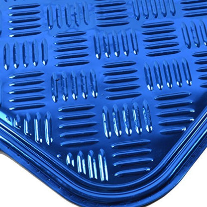 BDK 4-Piece All-Weather Universal Fit Front & Rear Floor Mats for Cars Trucks SUVs Vans, All-Weather Easy-to-Clean Diamond Metal Pattern Durable Heavy Duty Non-Slip Protection - Metallic Blue - color: Metallic Blue