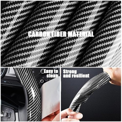Carbon Fiber Steering Wheel Covers 3 Piece Clip on Steering Wheel Cover (Silver) - color: Silver
