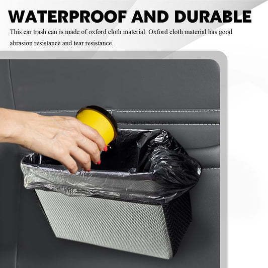 Car Trash Can, Car Organizer, Foldable Mini Vehicle Trash Bin Garbage Organizer Holder, Car Interior Accessories Oxford Cloth Foldable Car Trash Bin Hanging Universal for Most Cars - color: Silver Gray