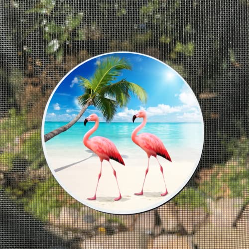 Screen Door Magnets Double Sided – Keep People, Kids, and Dogs from Running into the Screen Door - Robbins Aria Flamingos - color: Flamingos