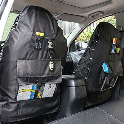 TIROL Waterproof Front Seat Covers High Back Seat Cover Bucket Seat Covers with Multi-Pockets for Semi Truck Cars Van SUV Pickup (2PCS) - color: Black - 2 Pack