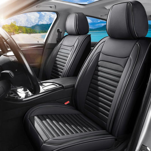 Front Seat Covers Fit for Mitsubishi L200 2005-2026, Car Seat Covers Front Seats, Breathable Faux Leather Automotive Seat Covers Front Pair Anti-Slip Seat Cover(Black, Front) - color: Black, size: Fit for L200 front seat