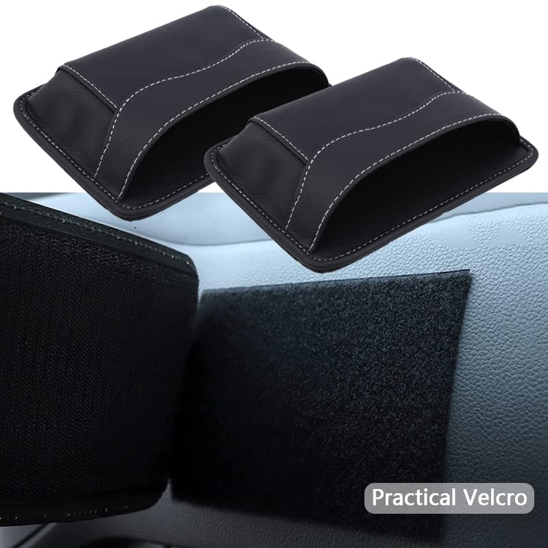 BetterJonny 2 Pcs Car Side Pocket Organizer, PU Leather Car Seat Side Storage Pocket Multifunctional Auto Console Side Storage Bag for Car Interior Organizer