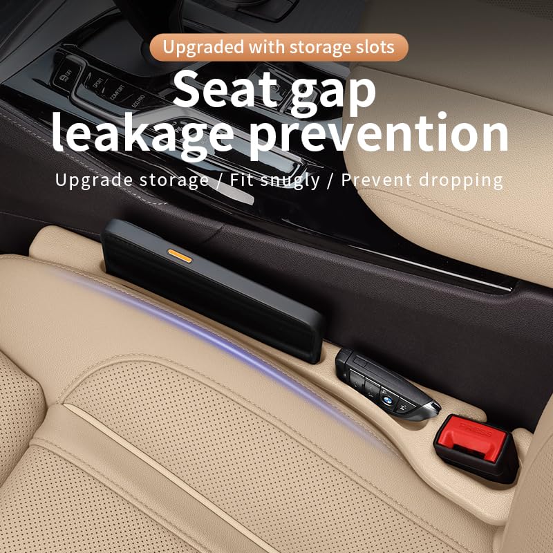 Car Seat Gap Filler Organizer Universal Fit Car SUV Truck Console Side Plug Strip Stopping Phone Key from Falling, Pack of 2 (Beige) - color: Beige