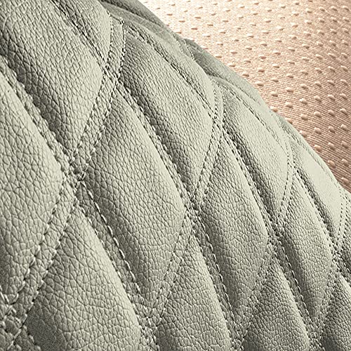 FH Group Car Seat Cushion Rear Set Beige Faux Leather Automotive Seat Cushions - Universal Fit, Rear Car Seat Cushion, Car Seat Cushions With Non-slip Silicone Backing for SUV, Sedan, Van - color: Beige, style: Rear Set