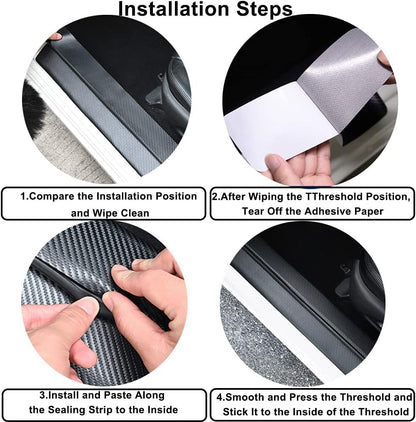 4PCS Carbon Fiber Style Door Sill Protector Guard Sills Protector Trim,Welcome Pedal Protect Compatible with Car Truck SUV Universal American Flag Car Accessories