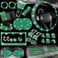 NBTEPEM 27 PCs Green Bling Car Accessories Set for Women, Steering Wheel Covers Universal Fit 15 Inch, Bling License Plate Frame, Bling Phone Holder, Bling Car Coasters (Green Diamond) - color: Green Diamond