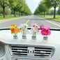 Daisy Car Dashboard Decorations - 4 Pack Mini Floral Accessories for Women - Secure Adhesive & Residue-Free Removable Vases for New Car Gift