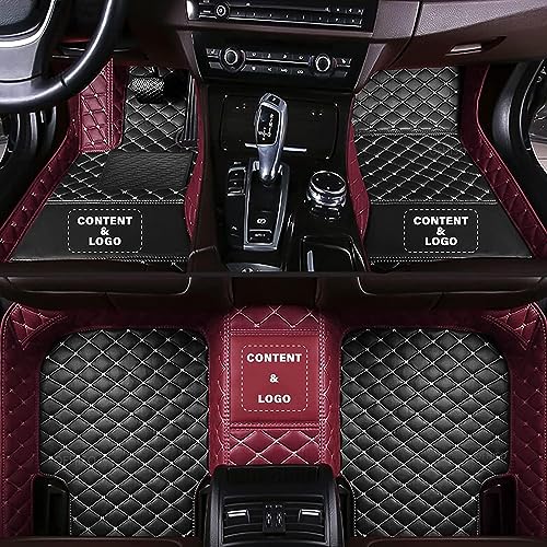 Custom Making Car Floor Mats for 97.5% Car Model Luxury Leather All Weather Waterproof Anti-Skid Full Coverage Liners (Black and Wine Red) - color: Black and Wine Red