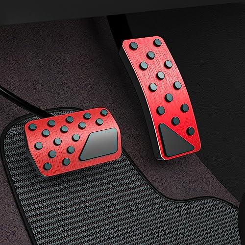 Car Pedal Cover for Jeep Grand Cherokee Dodge Durango 2011-2024 2025 2026 Aluminum Alloy No Drilling Aluminum Brake and Accelerator Pedal Covers 2PCS(Red) - color: Red