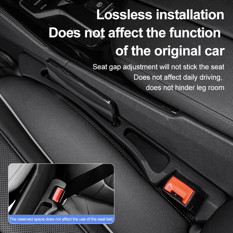 Car Seat Gap Filler Organizer 2 Pack - Universal Side Pocket Console Storage with Phone Slot & Charging Hole - SUV & Truck Interior Accessories - Crevice Blocker & Catcher for Gaps 1.1-2" - Black - color: Black
