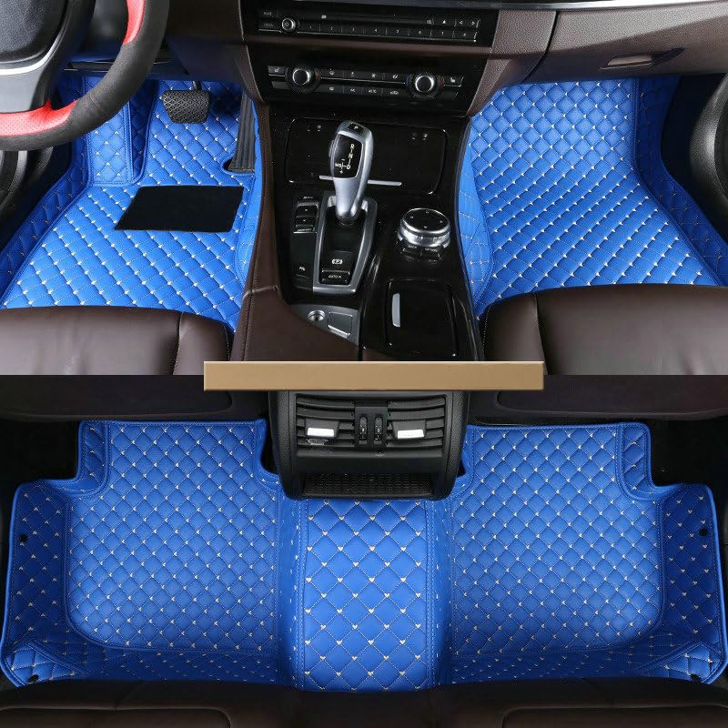 Custom Artificial Leather Waterproof All-Weather Car Floor Mats Fit for 99% Sedan SUV Sports Car Vehicle Car Mat (Blue) - color: Blue