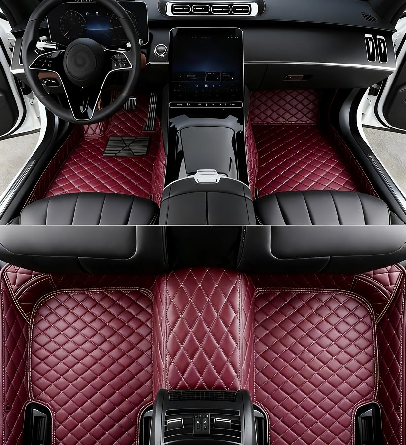 Custome Car Mats Accessories All Weather Floor mats Compatible with Automotive Floor Mats Passenger car mats (Wine red) - color: Wine red