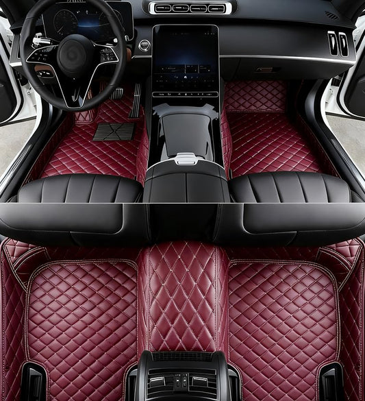 Custome Car Mats Accessories All Weather Floor mats Compatible with Automotive Floor Mats Passenger car mats (Wine red) - color: Wine red