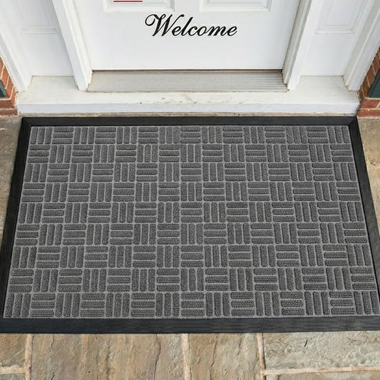 MATZEN Block Entrance Mats Indoor Outdoor, Front Door Mat Entryway Entrance Waterproof Outdoor Doormat, Heavy Duty Non Slip Durable Weatherproof Porch Deck Terrace Office Entrance Mat, 6x4, Grey - color: Block-grey, size: 6'x4'