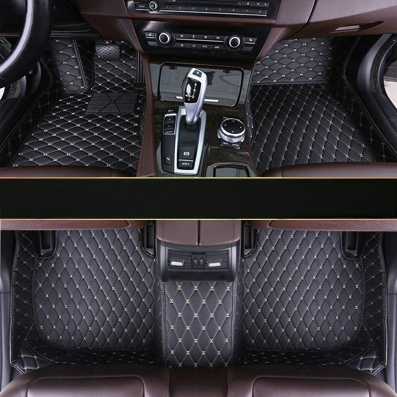 Custom Artificial Leather Waterproof All-Weather Car Floor Mats Fit for 99% Sedan SUV Sports Car Vehicle Car Mat (Black Beige) - color: Black beige