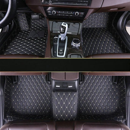 Custom Artificial Leather Waterproof All-Weather Car Floor Mats Fit for 99% Sedan SUV Sports Car Vehicle Car Mat (Black Beige) - color: Black beige