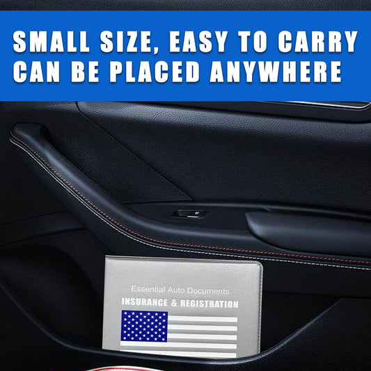 Ziciner Car Registration Insurance Holder, 2Pack Essential Auto Card Document Glove Box Organizer with Touch Fastener, Vehicle Interior Accessories Perfect for Most Car, Truck, SUV (Gray/Blue Flag) - color: Gray/Blue Flag