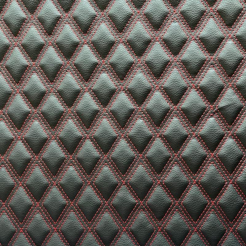 Quilted Foam Vinyl Fabric Rhombic Pattern with 0.23" Sponge Backing Faux Leather Fabric for Car Headliner, Furniture Upholstery, Headboards,Diamond 2" x 3" (Double Line) - color: Double Line