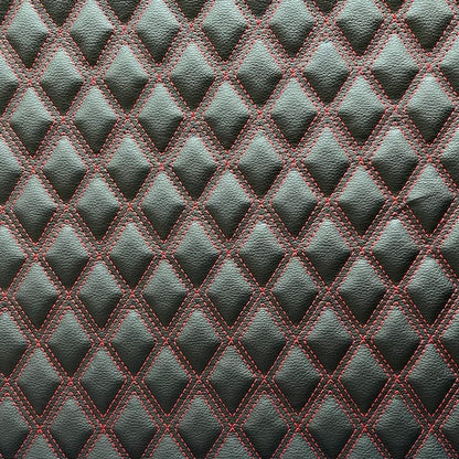 Quilted Foam Vinyl Fabric Rhombic Pattern with 0.23" Sponge Backing Faux Leather Fabric for Car Headliner, Furniture Upholstery, Headboards,Diamond 2" x 3" (Double Line) - color: Double Line