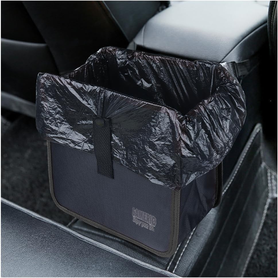 Car Trash Can Hanging Leak-Proof Organizer Waterproof Garbage Can Large Capacity Multipurpose Trash Bin for Car (Black)