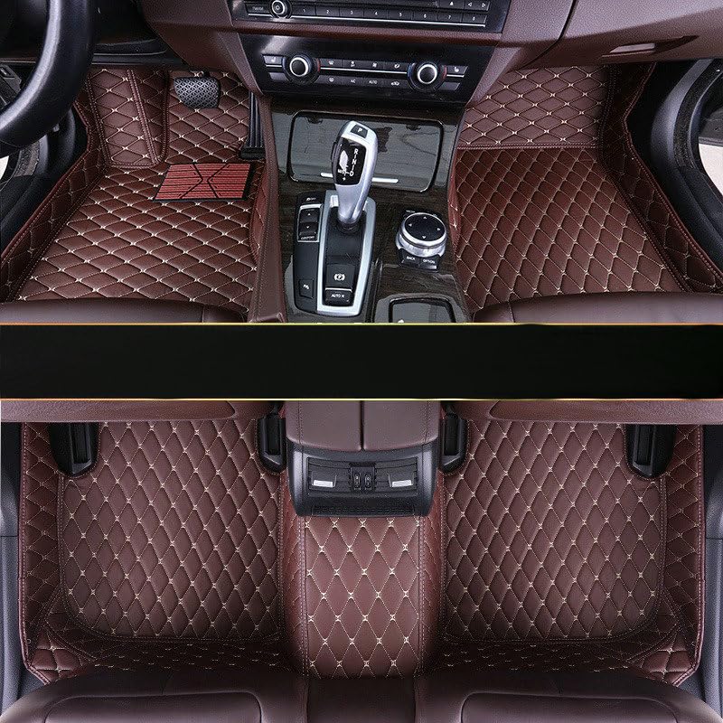 Custom Artificial Leather Waterproof All-Weather Car Floor Mats Fit for 99% Sedan SUV Sports Car Vehicle Car Mat (Brown) - color: Brown